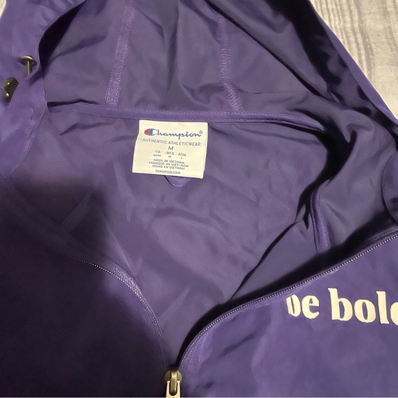 Dark Blue Champion Windbreaker Half Zip Hooded Jacket Be Bold - Picture 4 of 7